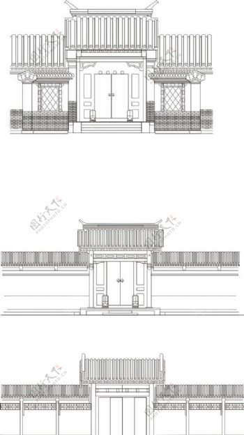 中国传统古门庭院门图片