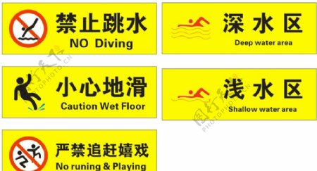 游泳馆禁止标识图片