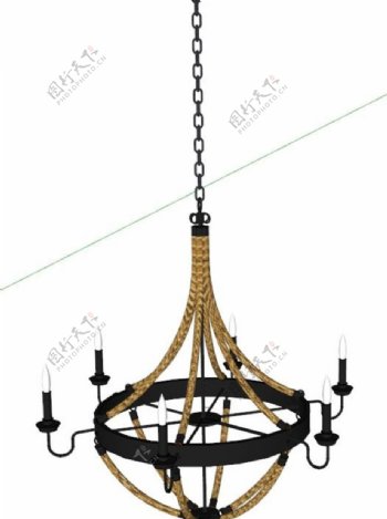 美式工业麻绳吊灯图片