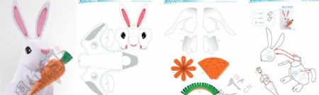 兔子纸模左边图为效果图图片