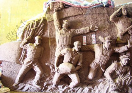 上海梅园高浮雕泥塑图片