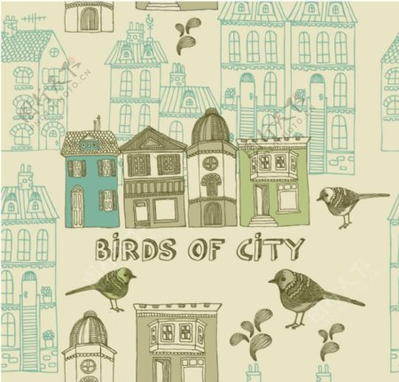 古典城市建筑小鸟图片