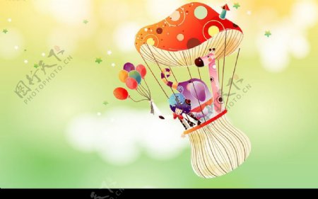 飞行蘑菇童话图片