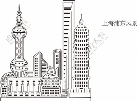 上海浦东风景矢量图片