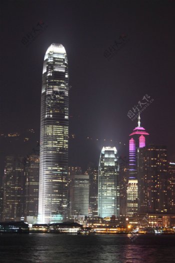 高分辨率香港维多利亚港夜景图片