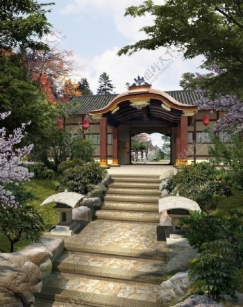 日式温泉入口图片