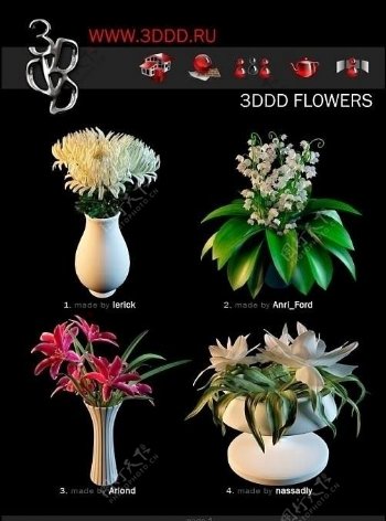 3dddFlowers盆栽花卉max模型1一4图片