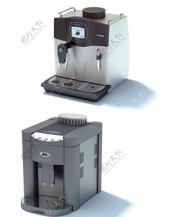 两款精致的咖啡机三维模型素材图片