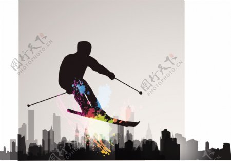 滑雪滑雪剪影图片