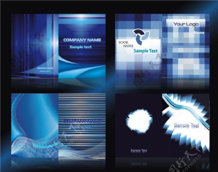 蓝色科技封面封底设计模板图片