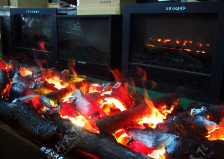 博物馆壁炉3D火焰图片