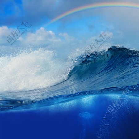 海浪彩虹图片