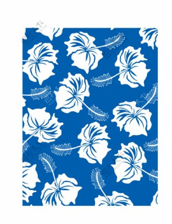蓝色花纹背景椰树花纹面料图片
