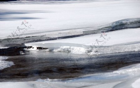 春天融化的冰层图片