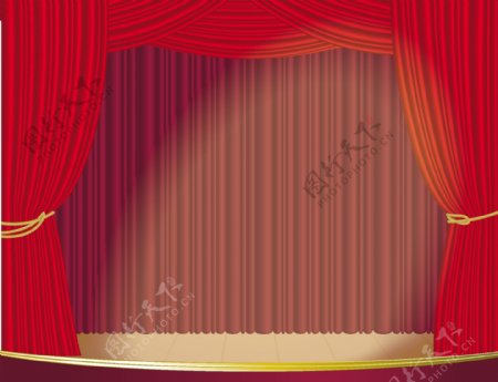 窗帘舞台红色背背景图片