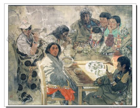 藏族聚餐图片