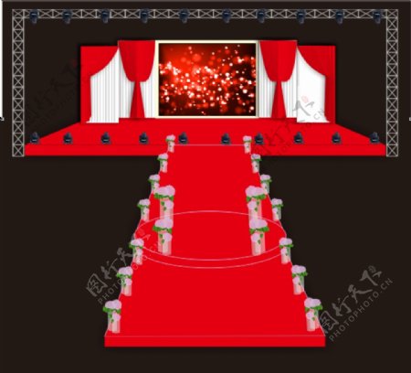 大红色婚礼舞台图片