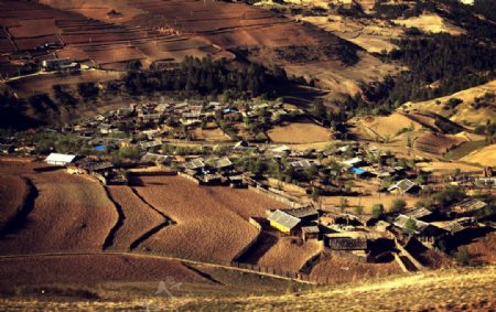 香格里拉的藏族村庄图片