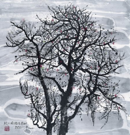 吴冠中国画枣树图片