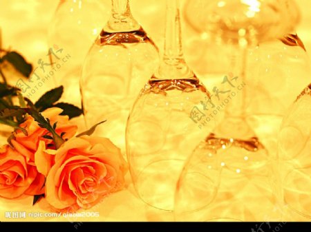 漂亮的玫瑰洋酒杯图片