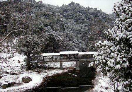 雪韵廊桥图片