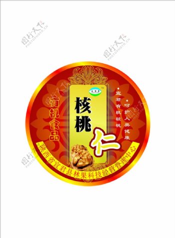 核桃仁方形標(biāo)貼圖片