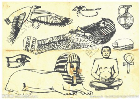 手绘古埃及插图图片