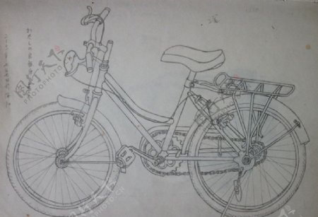 单车素描图片