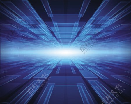 3d蓝色动感线条方形商务科技背景图片