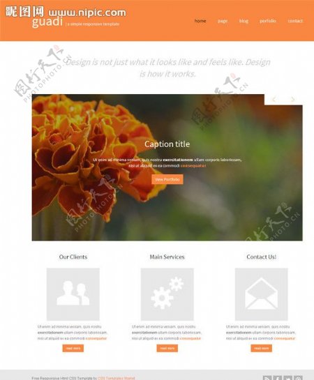 橙色简洁CSS模板图片
