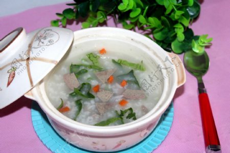 菠菜猪肝粥图片