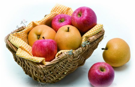 水果篮苹果和梨图片