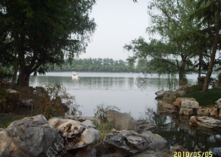 湖中小舟图片