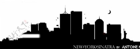 美国城市纽约剪影矢量素材图片
