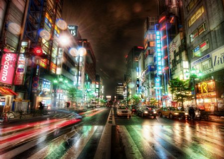 东京银座夜晚街景图片
