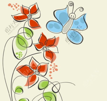 手绘花朵花卉矢量素材图片