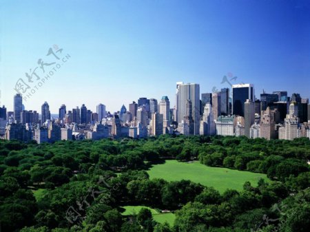 纽约中央公园曼哈顿楼群图片