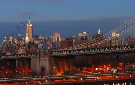 纽约黄昏时的曼哈顿景色图片