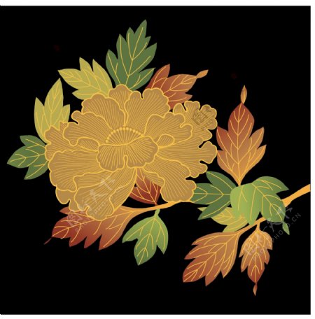 日本传统图案矢量素材16花卉植物图片