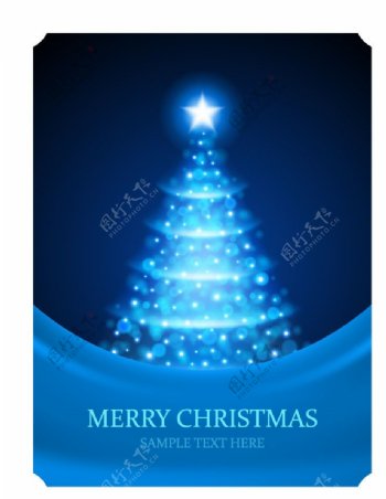蓝色动感线条圣诞树图片
