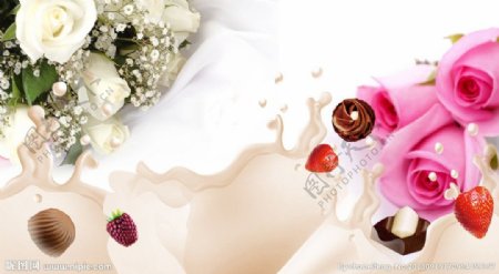 玫瑰巧克力牛奶喷绘图片