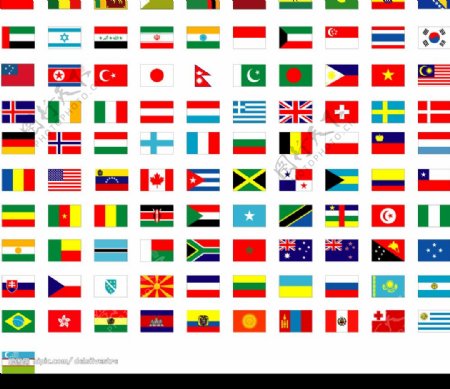 100多个国家国旗ai图片