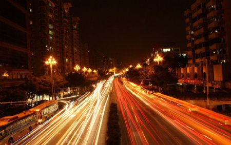 广州车流夜景图片