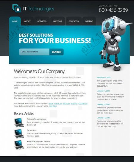 IT商业网站CSS网页模板图片