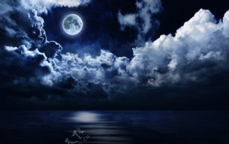夜晚的月亮风景图片