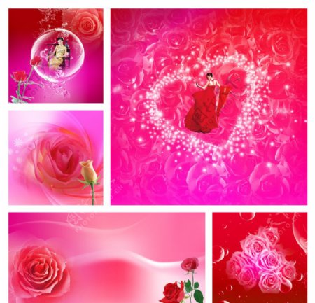温馨玫瑰底纹底图背景展板图片
