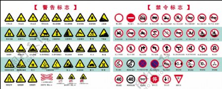交通警示标志交通禁令标志图片