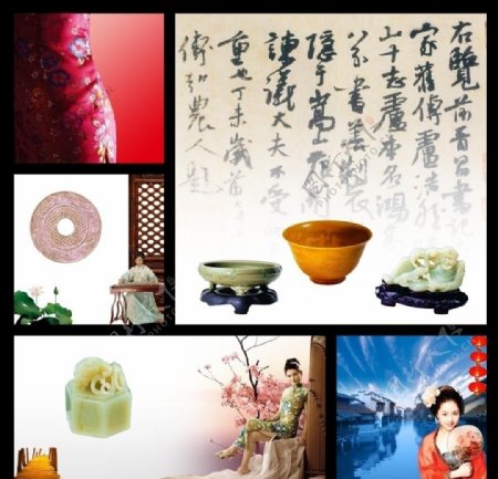 中国风素材古典美女玉器原创图片