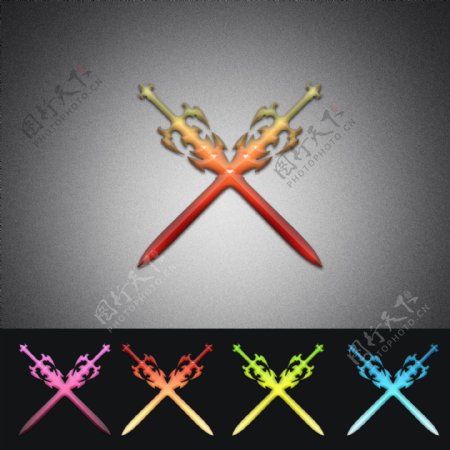 宝剑双剑水晶Logo设计图片