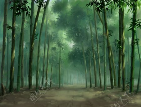 竹林动画场景图片